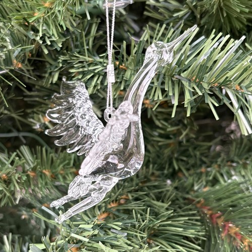 Clear glass bird stork - clear,