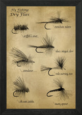 Fly Fishing Dry Flies Framed Wall Art Poster Canvas Print Picture