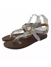 Next Cream / Grey Snake Print Toe Post Sandals - UK Size 7 - New !