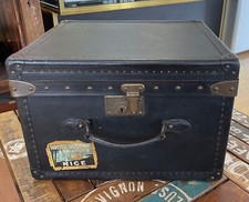Vintage Goyard C 1920's Large Black Hat Travel Trunk / Case