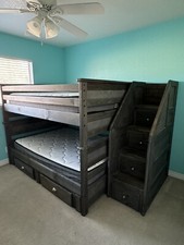 full bunk bed with mattresses
