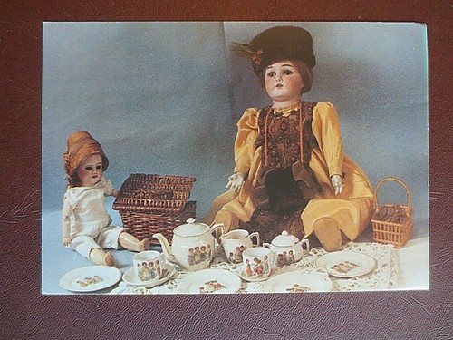 Postcard dolls tea party - dolls,