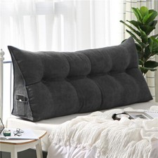 Large Wedge Pillow Headboard Bolster Cushion Backrest Support W/ Removable Cover