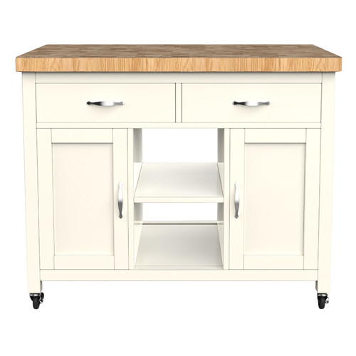 Cream mobile kitchen island - cream,