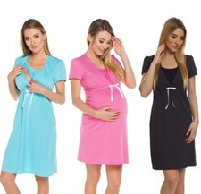 Maternity Pregnancy Breastfeeding Nursing Nightdress UK size 8 10 12 14 16