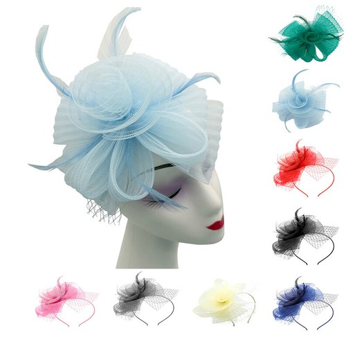 Flower feather hair hat - hair,
