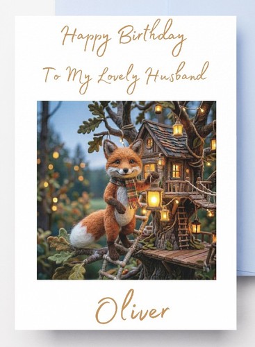Personalised fox birthday - birthday, card