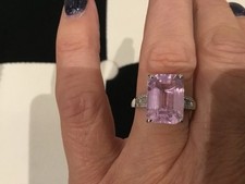 Platinum Patroke Kunzite And VS e-f Diamond Ring Size P , 9.19cts