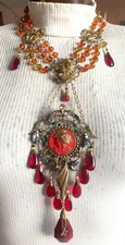 OLD ART NOUVEAU RED NECKLACE