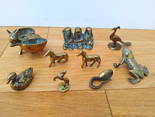 Mixed brass animal figurines - animal,