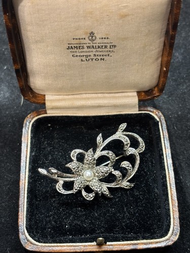 Vintage marcasite faux - &, pearl