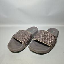 Skechers Size 5 Womens Sandals Diamonte Slip On Grey Plush Foam Summer Slider