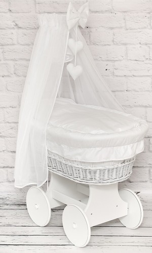 Wicker wheels moses basket - wicker,