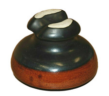 Telephone Wire Electric Power Pole Line Insulator Ceramic Glazed Black Brown VTG