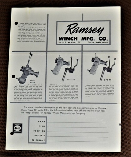 Vtg 1959 ramsey winch - mfg, dp-1