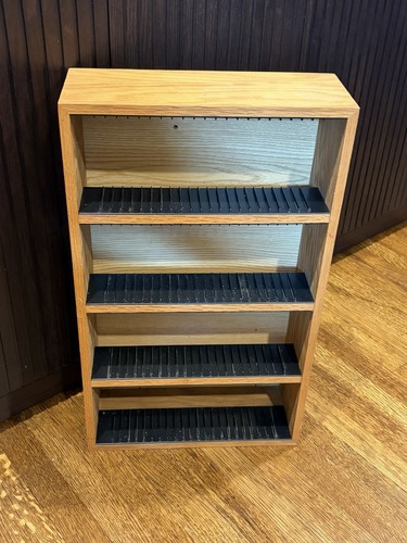 Vtg wooden 100 rack holder - wooden, cd