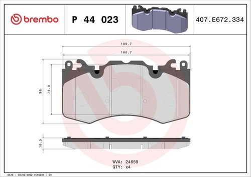 Front brake pads for - front, land
