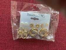 5 Pairs Hoop  & Stud Fashion Earrings  .2 Hoops  3 Studs New In Unopened