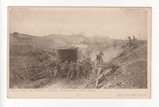 Helping an ambulance through the mud - First World War Daily Mail postcard