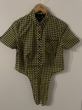 Fred Perry Amy Winehouse Black & Yellow Gingham Tie Crop Shirt - Size 10