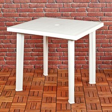 White Square Garden Plastic Lightweight Table Patio Deck Outdoor Furniture