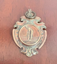 Vintage Cricket Badge Ornate Design Cricketer Medal Loop Sports Rare Collectable
