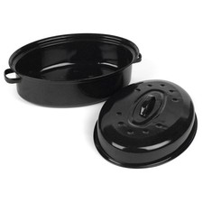 Russell Hobbs Deep Roaster & Lid Vitreous Enamel Self Basting Roasting Pan 36cm