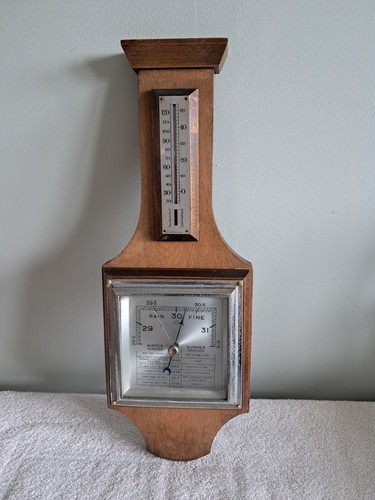 Vintage wooden wall barometer - wooden,