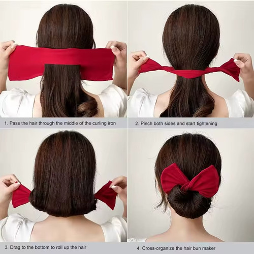 Women polka dot bow hair - bow, bun
