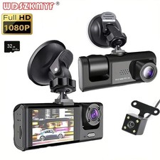 4K Dash Cam Front Rear Inside 3-Camera Dashcam Car Camera Night Vision G-Sensor