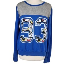 women disney size 14 blue sweater sweatshirt jumper graphic 93 casual mickey 