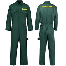 Adults Green Ambulance Uniform Coverall Boilersuit With Custom Name Fancy Dress