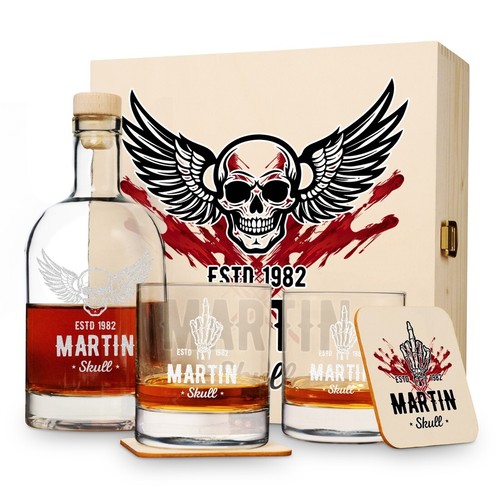 Whisky set piece - 6-piece, wooden