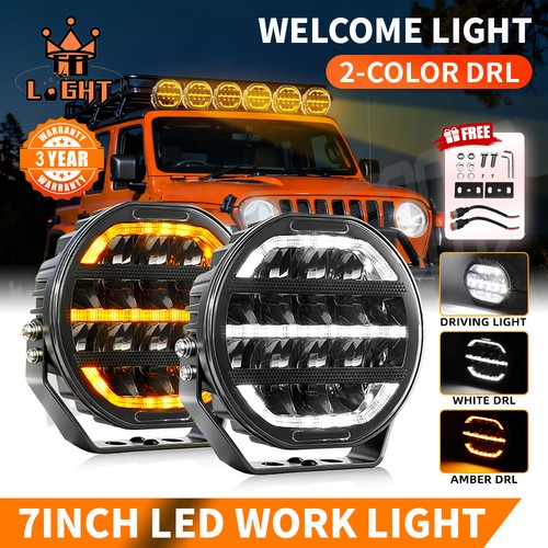 Pair 7inch black led driving - 7inch,
