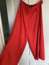 BNWOT Topshop Three Quarter Length Wide Leg Red Trousers Size 10
