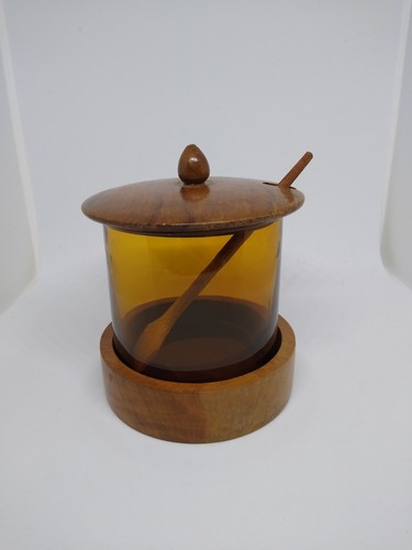 Vintage amber glass wood - vintage,