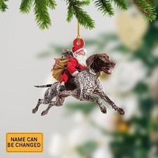 Santa Riding German Shorthaired Pointer Dog Ornament – Realistic Dog