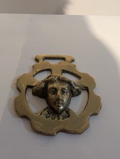 Antique Style Brass Horse Brass Face 3.5x3 in Equestrian HarnessDecor