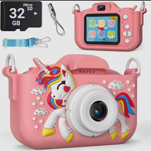 Cute pink kids digital camera - kids,