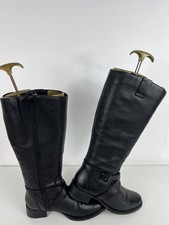 Pavers Black Leather Flat Knee