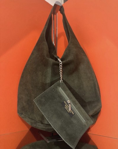 Olive green italian suede - italian,