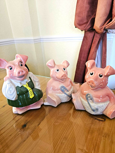 Set pink ceramic piggy - pink,