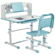 ZONEKIZ Adjustable Desk Set, Blue with Bookshelf,Refurbished