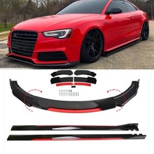 For Audi A4 A5 A6 A7 A8 Front Bumper Lip Spoiler Splitter + 78.7" Side Skirts UK