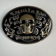 Genuine Triumph Motorcycles Belt Buckle Brass & Enamel - Live And Let Ride