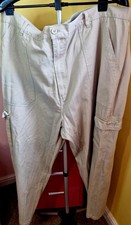 Men’s Duke Jeans Cargo Trousers Beige 100% Cotton 48S Big & Tall Utility Pants