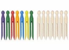 WOODEN DOLLY PEGS PINS BRIGHT