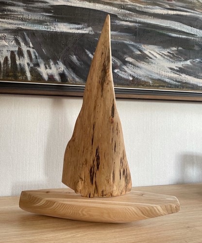 Sailboat dinghy wood carved - sailboat,