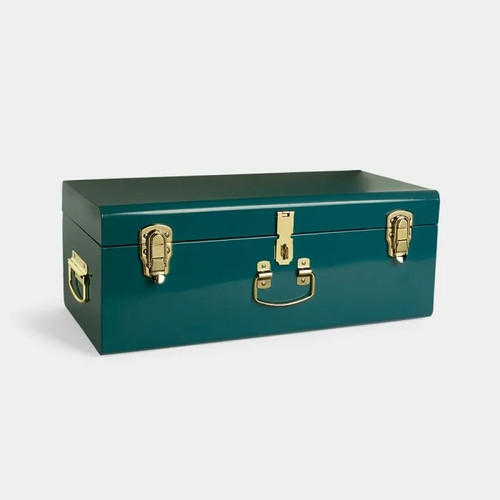 Btfy teal metal storage trunk - btfy,