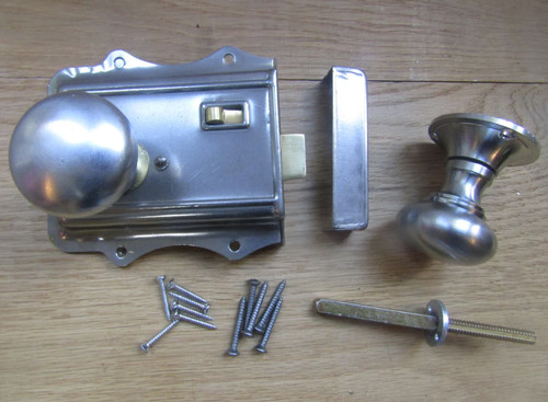 Satin chrome bathroom lock - satin, rim